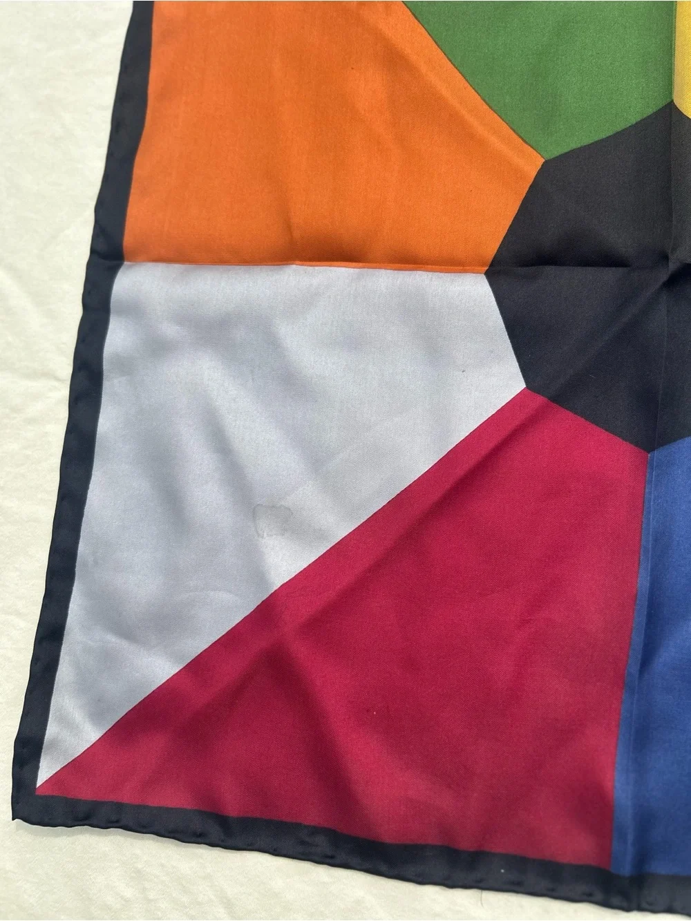 Colorblock Silk Square Scarf - Multicolor